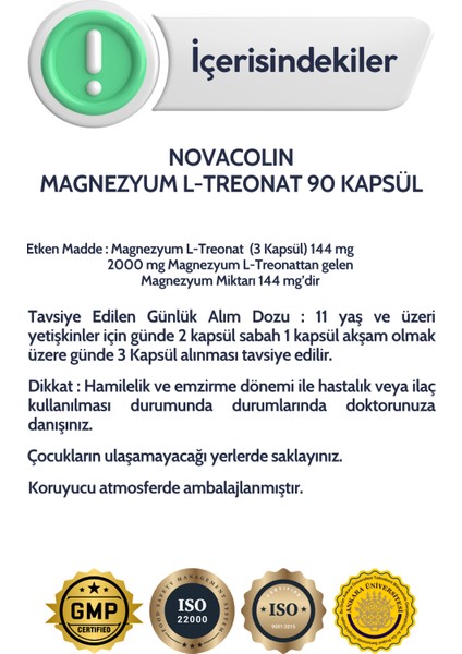 Magnezyum L-Treonat 90 Kapsül