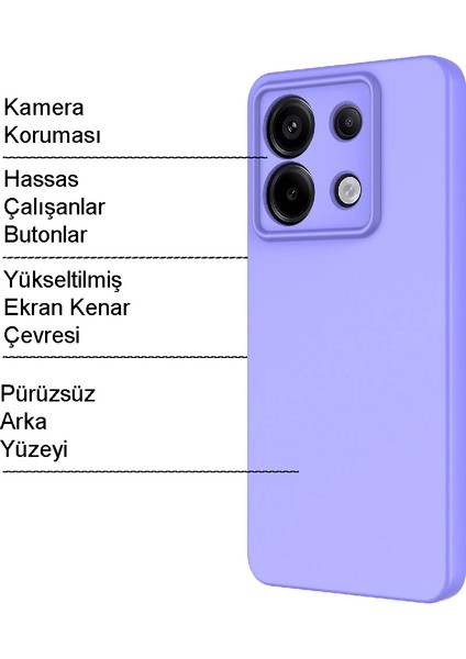 Caseworld Xiaomi Redmi Note 13 Pro 5g Kapak Kamera Korumalı Içi Kadife Lansman Silikon Kılıf - Lila