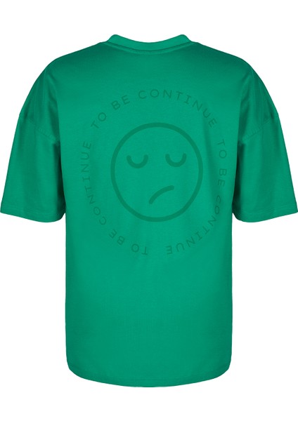 Yeşil Smiley Bisiklet Yaka T-Shirt fırsatları