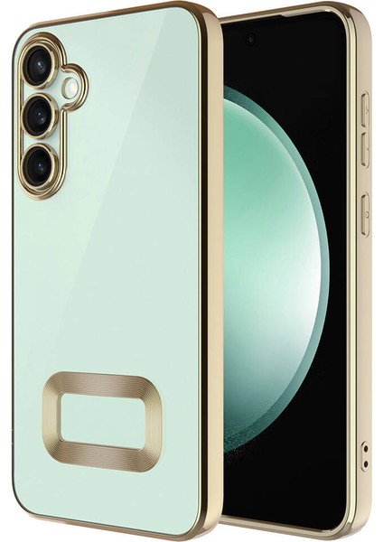 Caseworld Samsung Galaxy A05S Kapak Yanları Renkli Lens Korumalı Logo Gösteren Şeffaf Luxury Silikon Kılıf - Gold