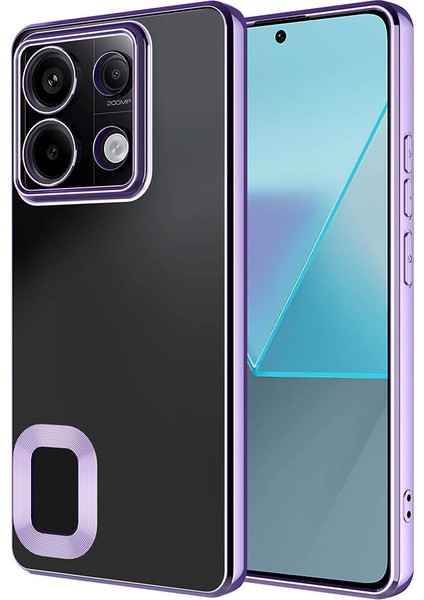 Caseworld Xiaomi Redmi Note 13 Pro 5g Kapak Yanları Renkli Lens Korumalı Logo Gösteren Şeffaf Luxury Silikon Kılıf - Lila