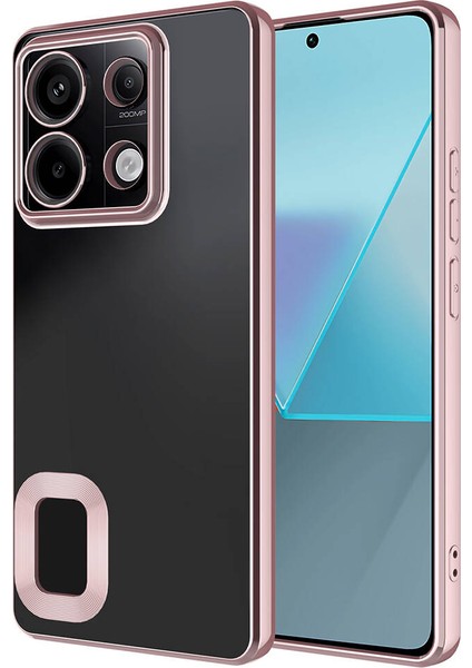 Caseworld Xiaomi Redmi Note 13 Pro 5g Kapak Yanları Renkli Lens Korumalı Logo Gösteren Şeffaf Luxury Silikon Kılıf - Rose Gold