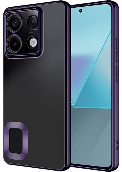 Caseworld Xiaomi Redmi Note 13 Pro 5g Kapak Yanları Renkli Lens Korumalı Logo Gösteren Şeffaf Luxury Silikon Kılıf - Mor