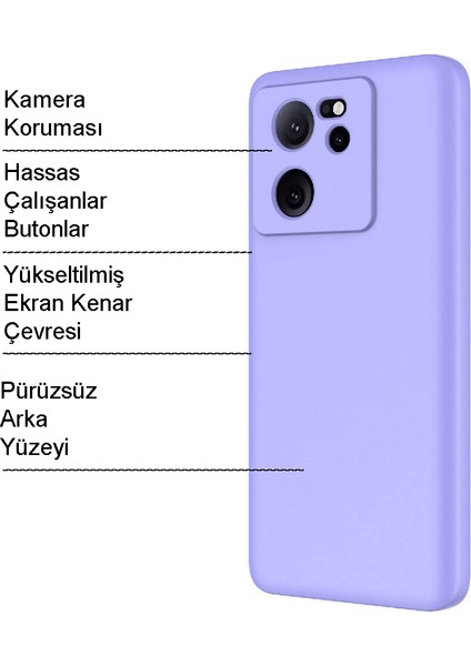 Xiaomi Mi 13T Pro Kapak Kamera Korumalı Içi Kadife Lansman Silikon Kılıf - Mürdüm