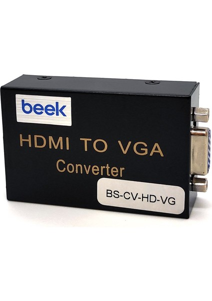 HDMI Sinyalini VGA Görüntü ve Ses Sinyaline Çevirici, 1 x HDMI 1.3 giriş (UXGA ve 1080I), 1 x VGA dişi / hoparlör (audio) 3.5mm yuva Beek HDMI to VGA/3.5mm Audio, HDMI 1.3
