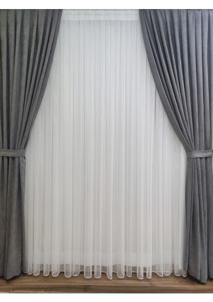 Tül Perde Fon Perde Güneşlik Takım Perde, 1-3 Sık Pile Tül Güneşlik Fon Hepsi Bir Arada Takım