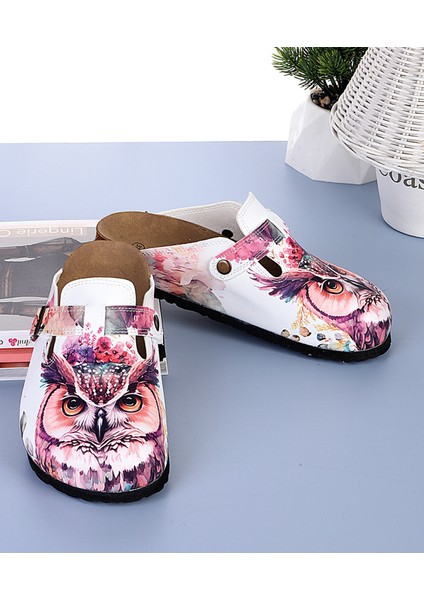 8055 Taçlı Baykuş Desenli Sabo Terlik modelleri
