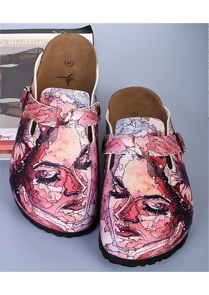 8054 Güzel Kadın Desenli Sabo Terlik fırsatları