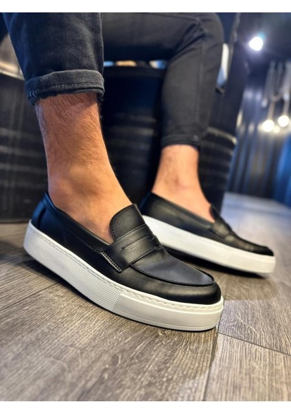 Knack Günlük Klasik Ayakkabı 400 Siyah (Beyaz Taban)