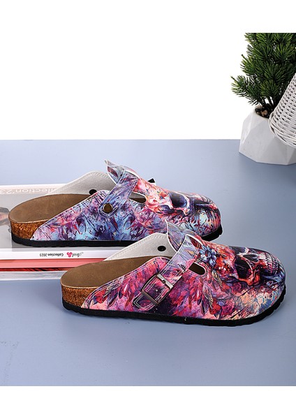 8053 Renkli Kuru Kafa Desenli Sabo Terlik fırsatları