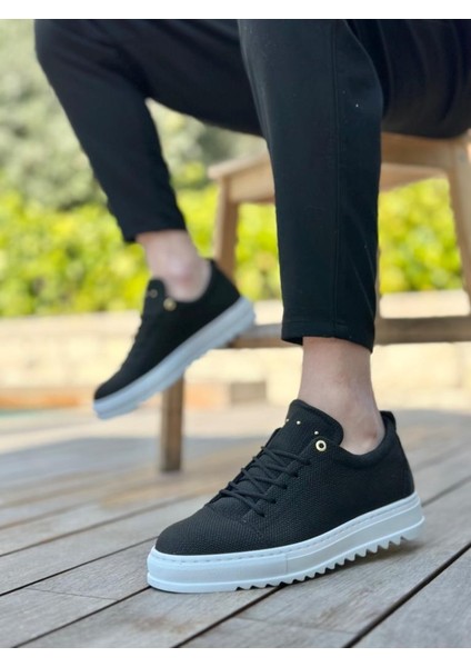 BA0152 Bağcıklı Yüksek Taban Siyah Keten Erkek Ayakkabı indirimleri