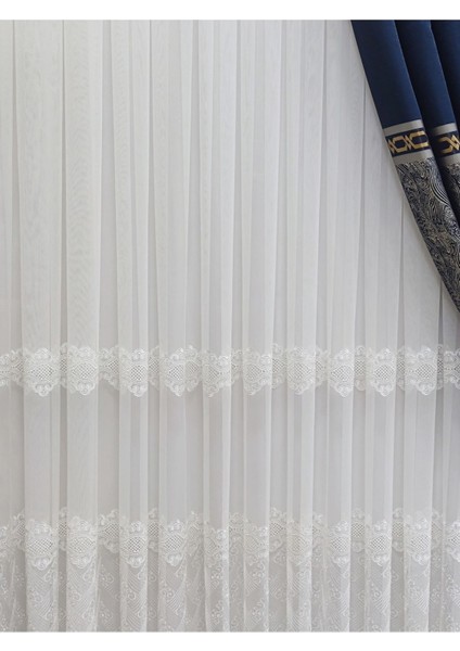 Keten Titi Zemin Üzeri Beyaz Sedef Geniş Etek Işlemeli 1-3 Sık Pile Salon Tül Perde fiyatları