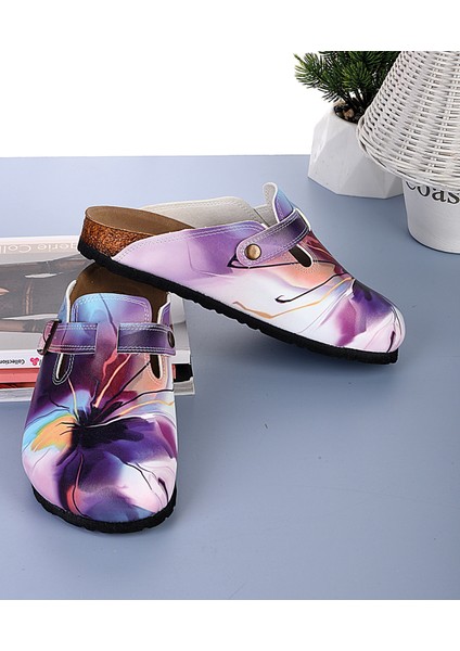 8049 Renkli Çiçek Desenli Sabo Terlik