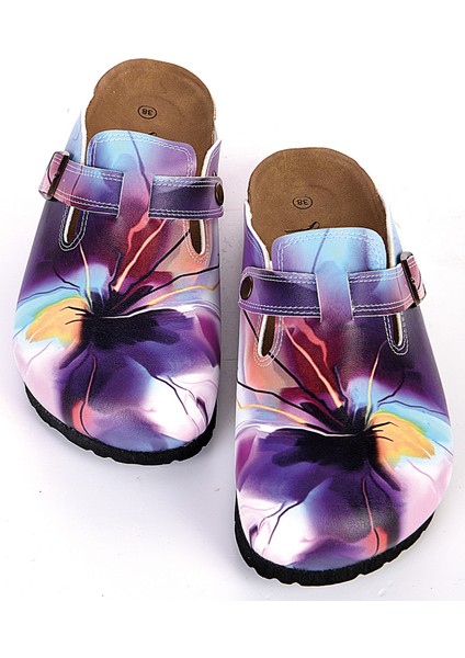 8049 Renkli Çiçek Desenli Sabo Terlik modelleri