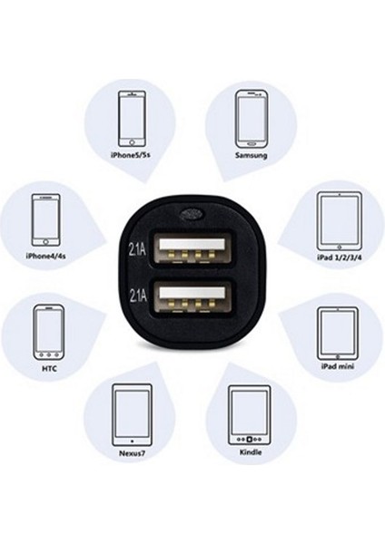 Herşey Evinizde Çift USB Girişli 2.1 Amp Araç Çakmak Soketi