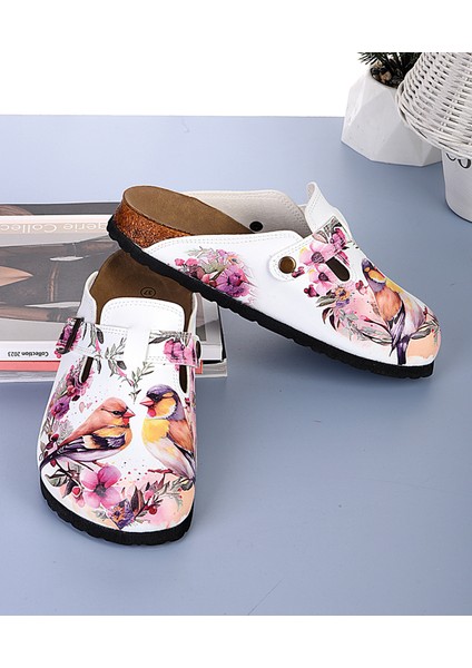 8047 Çifte Kumrular Desenli Sabo Terlik