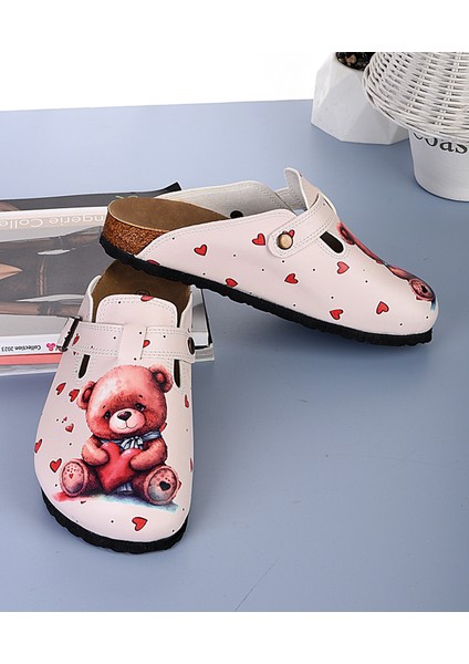 8045 Tatlı Ayıcık Desenli Sabo Terlik