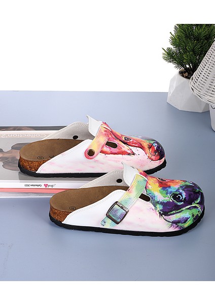 8044 Renkli Köpek Desenli Sabo Terlik fiyatları