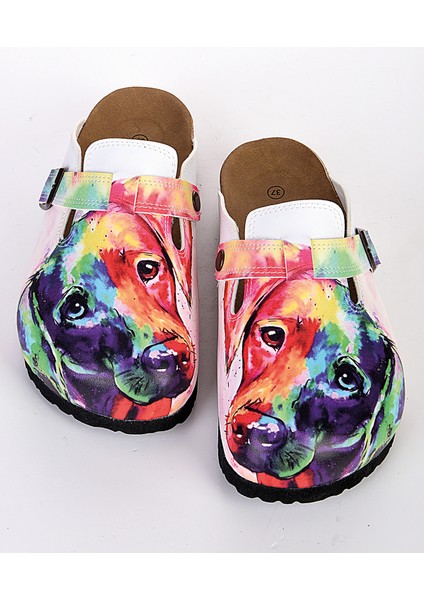 8044 Renkli Köpek Desenli Sabo Terlik modelleri