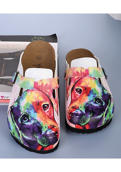 8044 Renkli Köpek Desenli Sabo Terlik fırsatları