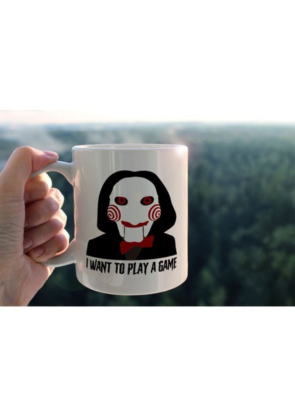 Jigsaw I Want To Play A Game Baskılı Seramik Kahve Çay Kupası