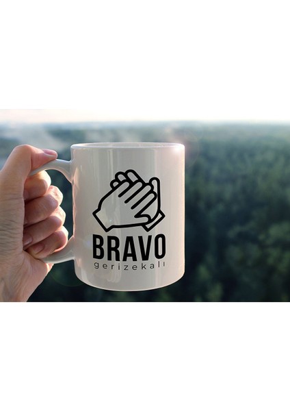 Bravo Baskılı Seramik Kahve Çay Kupası