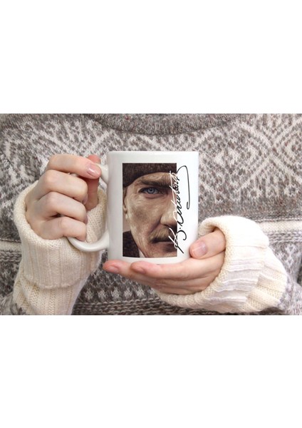Ulu Önder Mustafa Kemal Atatrük Baskılı Seramik Kahve Çay Kupası fiyatları