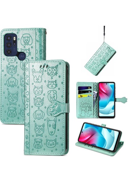 Moto G60S Için Karikatür Hayvanlar Kısa Kayış Deri Telefon Kılıfı (Yurt Dışından) fiyatları