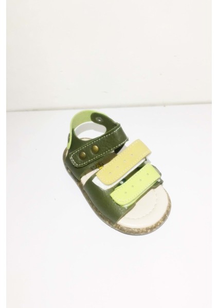 3 Cırtlı Ortopedik Erkek Çocuk Sandalet - Haki - 19 - ST01341-8998