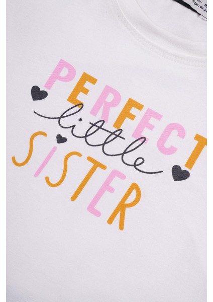 Kız Çocuk Ekru Renkli Perfect Sister Baskılı Taytlı Takım fırsatları
