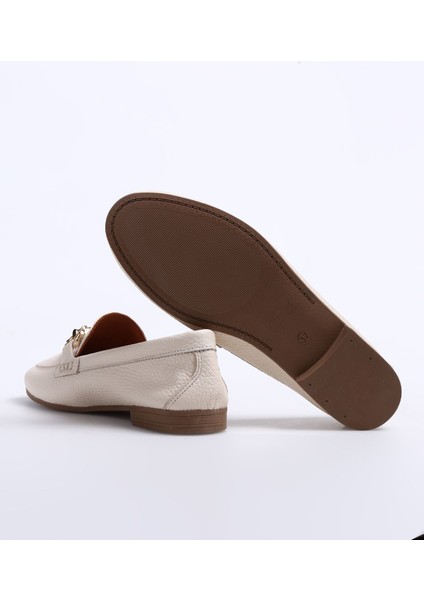 Ekru Kadın Deri Loafer Kallın fırsatları