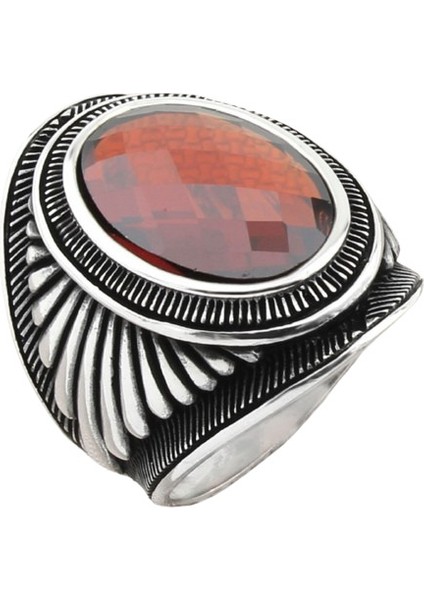 Erkek Yüzük Gümüş 925 Ayar Zirkon Taşlı