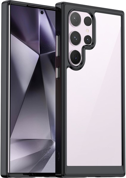 Samsung Galaxy S24 Ultra Için Şeffaf Pc Arka Tpu Telefon Kılıfı - Siyah (Yurt Dışından)