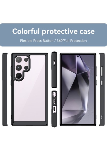 Samsung Galaxy S24 Ultra Için Şeffaf Pc Arka Tpu Telefon Kılıfı - Siyah (Yurt Dışından) fırsatları