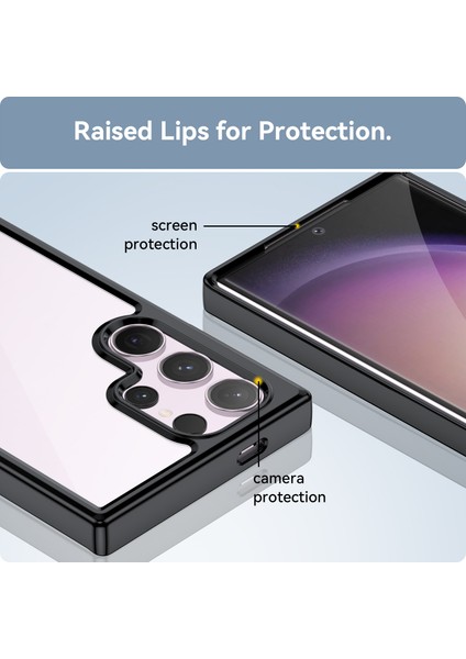 Samsung Galaxy S24 Ultra Için Şeffaf Pc Arka Tpu Telefon Kılıfı - Siyah (Yurt Dışından) indirimleri