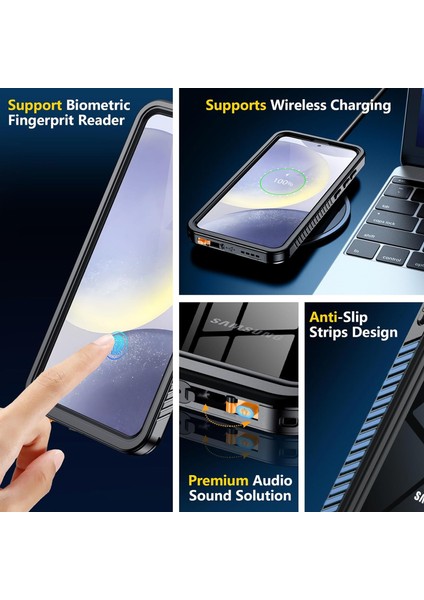 Samsung Galaxy S24+ Için Snowproof Dustproof Shockproof Yerleşik Ekran IP68 Sealed Tam Koruma Underwater Kılıf Kapaklı (Yurt Dışından) indirimleri