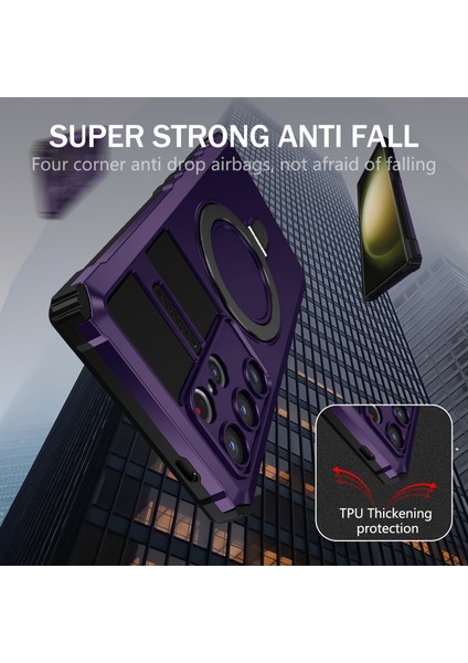 Samsung Galaxy S24 Ultra Için Magsafe Manyetik Halka Standlı Ağır Hizmet Telefon Kılıfı - Mor (Yurt Dışından) indirimleri