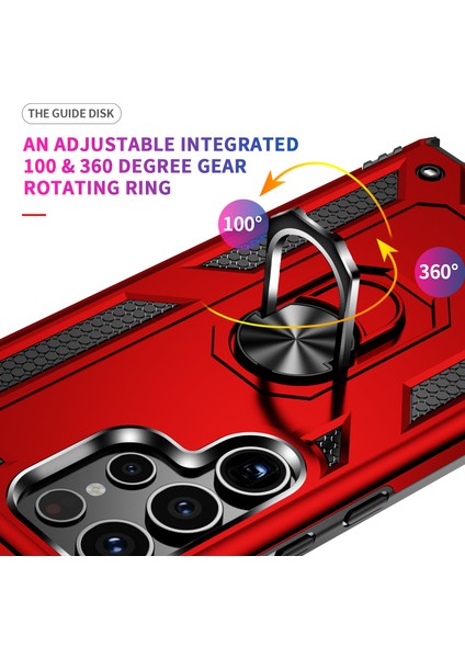 Samsung Galaxy S24 Ultra Için Halka Tutuculu Çift Katmanlı Telefon Kılıfı - Kırmızı (Yurt Dışından) fiyatları