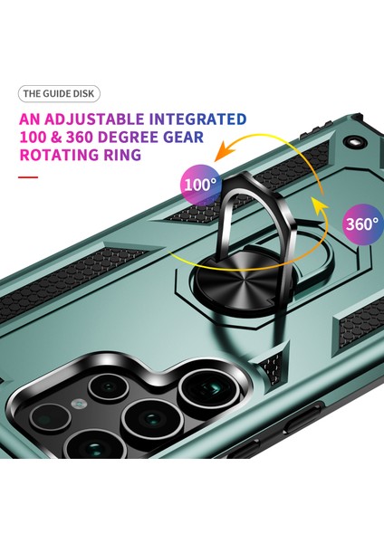 Samsung Galaxy S24 Ultra Için Halka Tutuculu Çift Katmanlı Telefon Kılıfı - Yeşil (Yurt Dışından) fiyatları