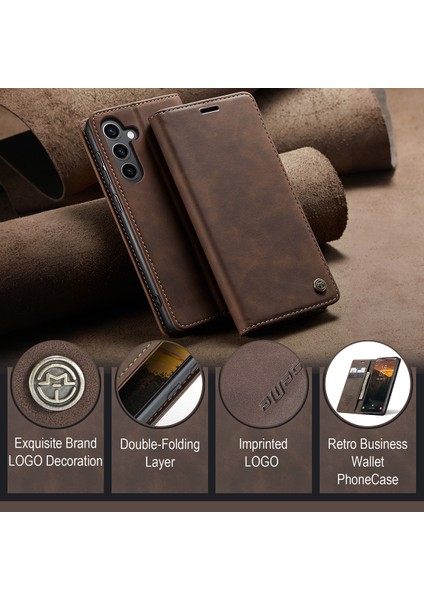 Samsung Galaxy S24+ Için Retro Pu Deri Cüzdan Flip Standlı Telefon Kılıfı - Kahve (Yurt Dışından) fiyatları