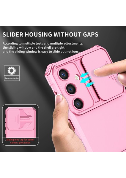 Samsung Galaxy S24 Kayar Kamera Kapaklı Sağlam Standı Telefon Kılıfı - Pembe (Yurt Dışından) fırsatları
