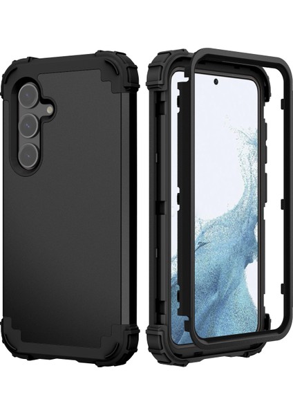 Samsung Galaxy S24+ Için Yumuşak Silikon Sert Pc Tampon Telefon Kılıfı - Siyah (Yurt Dışından)