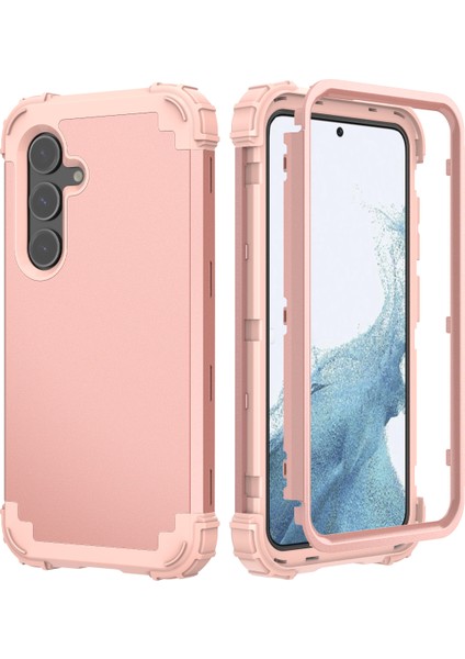 Samsung Galaxy S24+ Için Yumuşak Silikon Sert Pc Tampon Telefon Kılıfı - Rose Gold (Yurt Dışından)