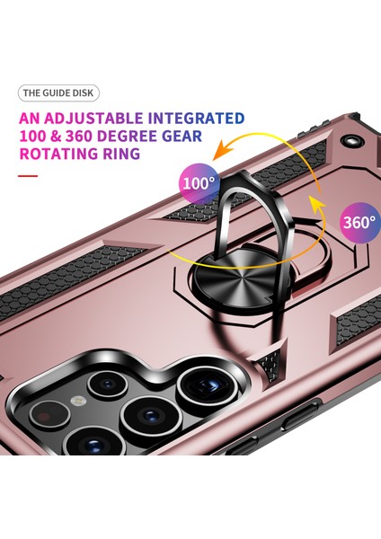 Samsung Galaxy S24 Ultra Için Halka Tutuculu Çift Katmanlı Telefon Kılıfı - Rose Gold (Yurt Dışından) fiyatları