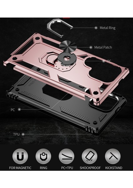 Samsung Galaxy S24 Ultra Için Halka Tutuculu Çift Katmanlı Telefon Kılıfı - Rose Gold (Yurt Dışından) indirimleri