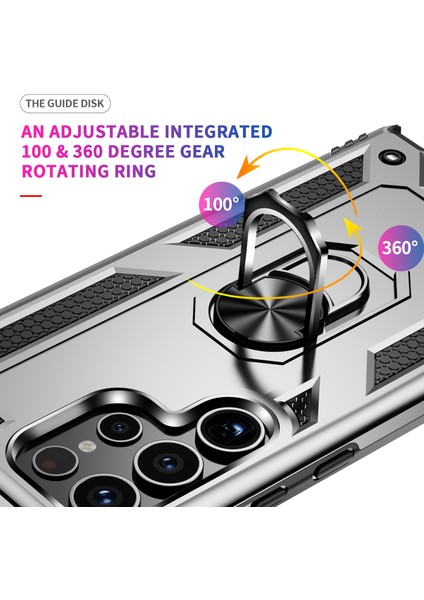 Samsung Galaxy S24 Ultra Için Halka Tutuculu Çift Katmanlı Telefon Kılıfı - Gümüş (Yurt Dışından) fiyatları