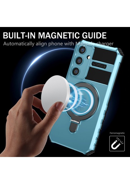 Samsung Galaxy S24 Için Magsafe Manyetik Halka Standlı Ağır Hizmet Telefon Kılıfı - Açık Mavi (Yurt Dışından) fiyatları
