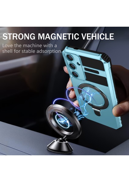 Samsung Galaxy S24 Için Magsafe Manyetik Halka Standlı Ağır Hizmet Telefon Kılıfı - Açık Mavi (Yurt Dışından) fırsatları