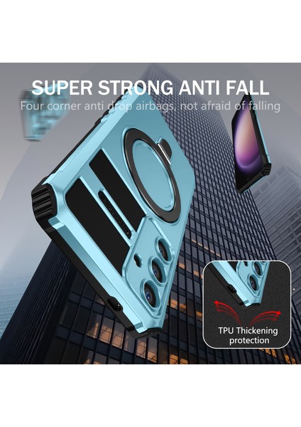 Samsung Galaxy S24 Için Magsafe Manyetik Halka Standlı Ağır Hizmet Telefon Kılıfı - Açık Mavi (Yurt Dışından) indirimleri