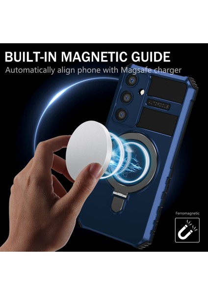 Samsung Galaxy S24+ Için Magsafe Manyetik Halka Standlı Ağır Hizmet Telefon Kılıfı - Mavi (Yurt Dışından) fiyatları